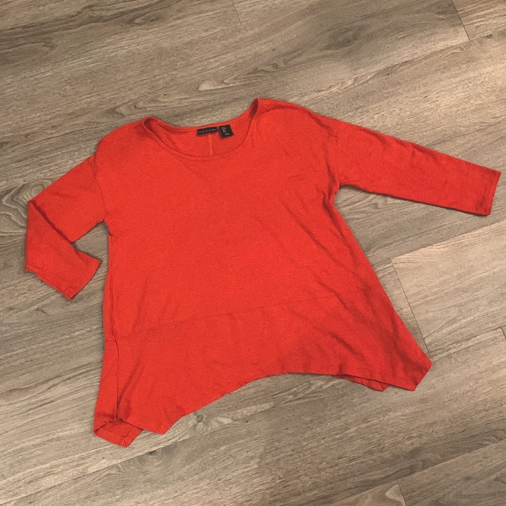 Tahari 3/4 sleeve burnt umber top